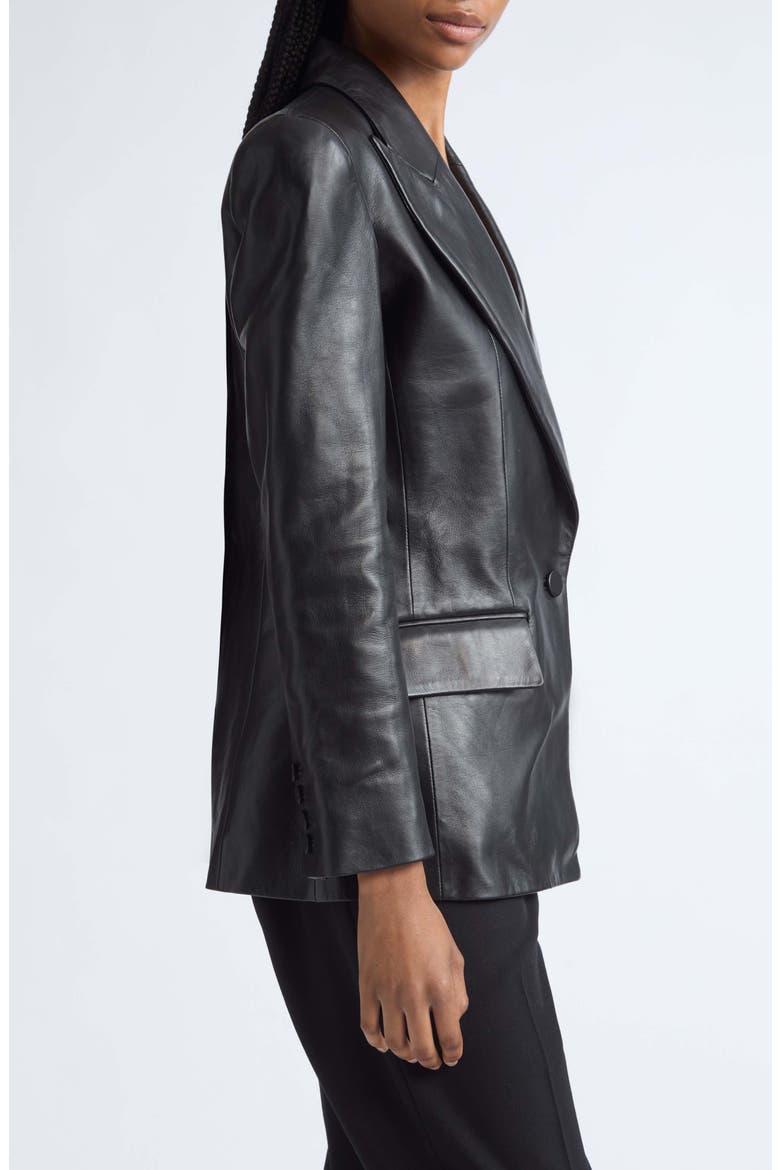 Sharp Shoulder Leather Jacket, Alternate, color, 0PA BLACK