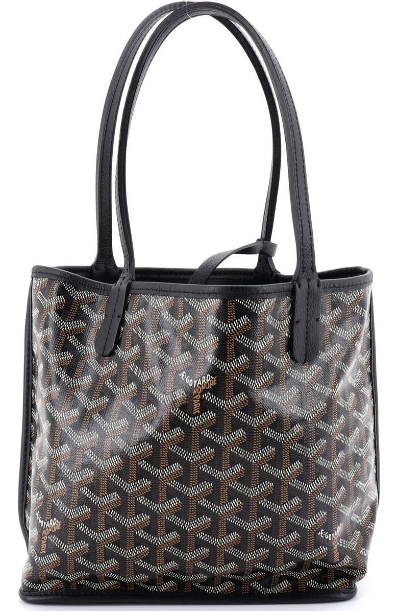 Pre-Owned Goyard Anjou Reversible Tote Coated Canvas Mini, Main, color, Black