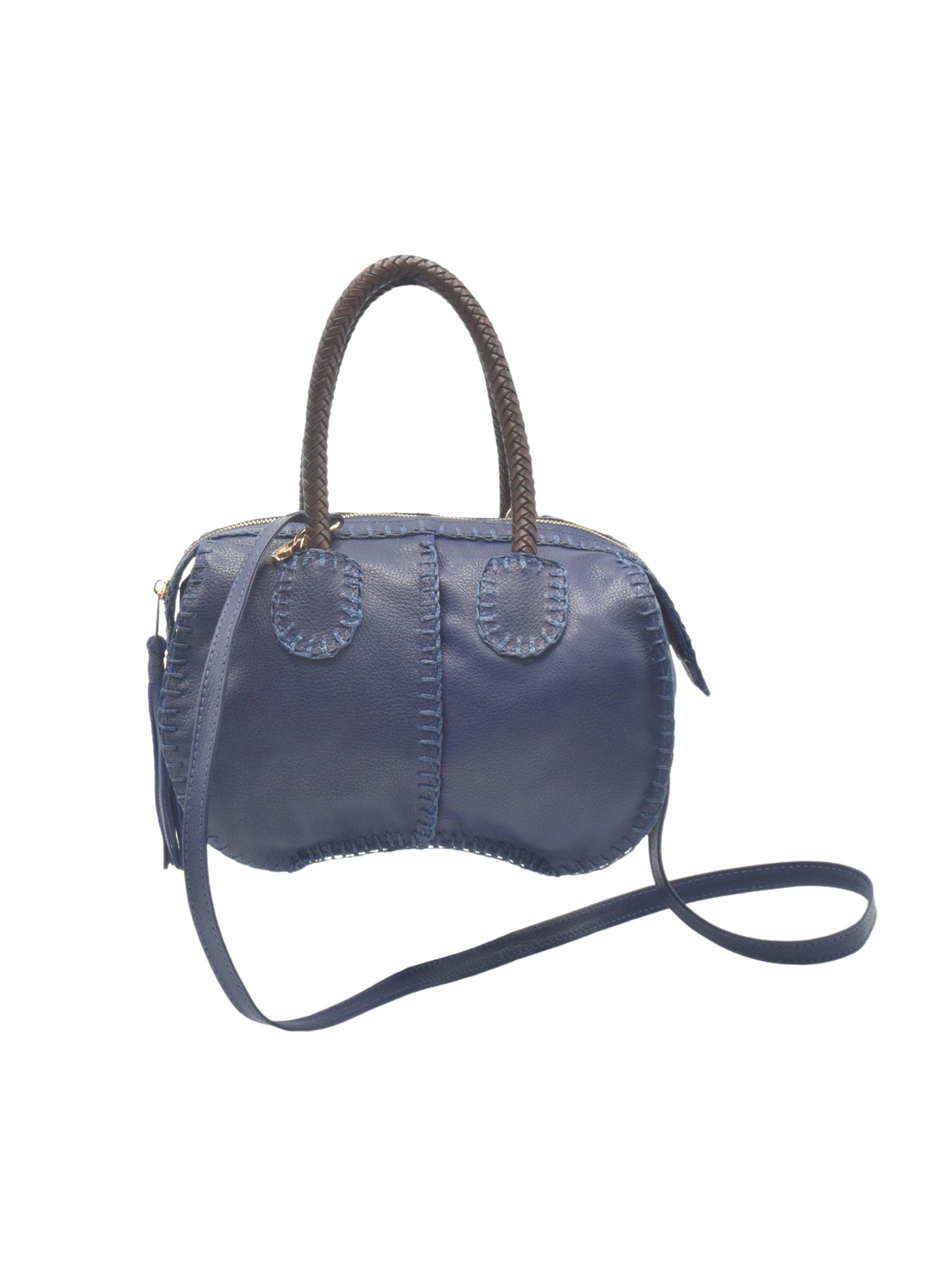 Carlos Falchi Mini Barrel Leather Bag CF278, Alternate, color, Navy