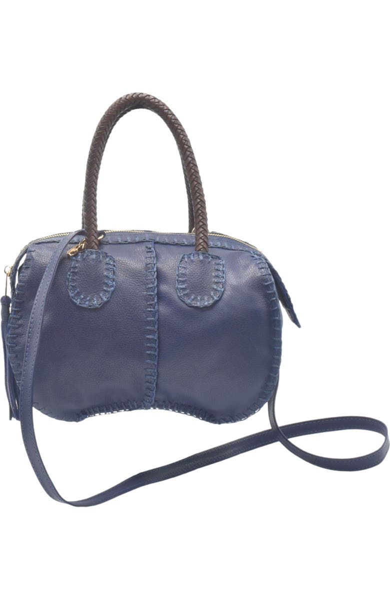 Carlos Falchi Mini Barrel Leather Bag CF278, Alternate, color, Navy