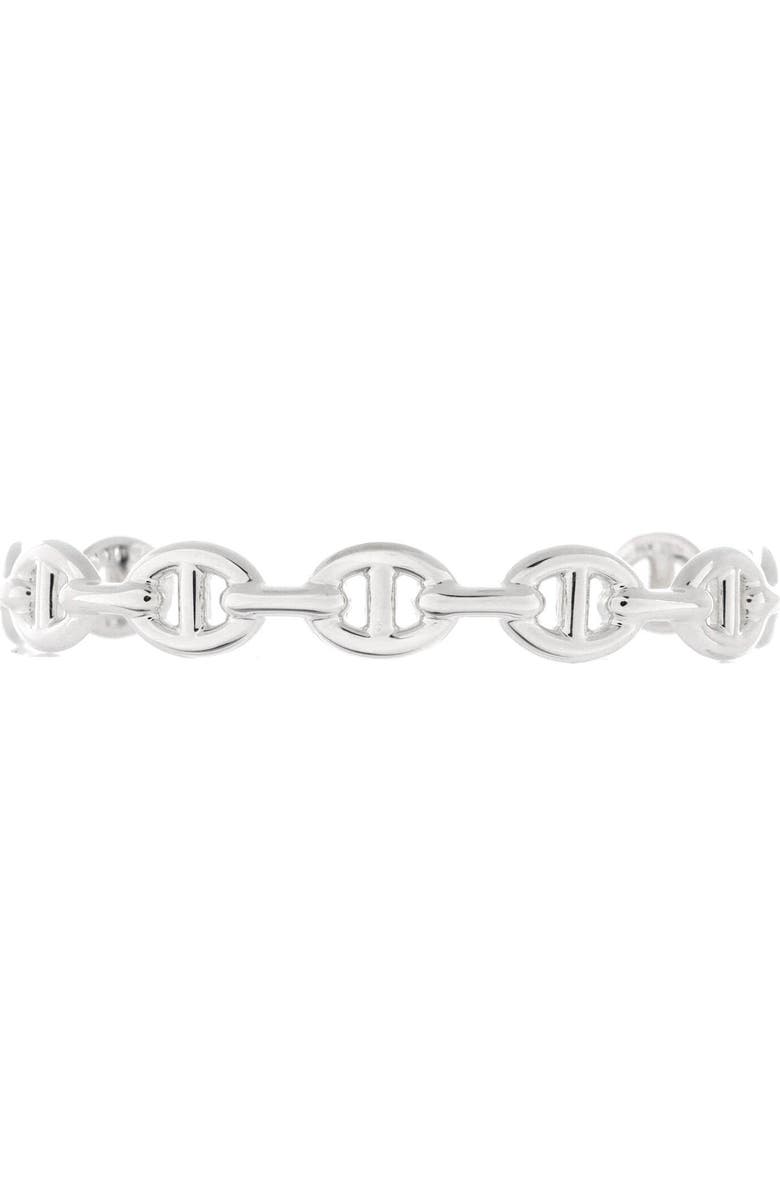 Pre-Owned Hermes Chaine d'Ancre Enchainee Cuff Bracelet Sterling Silver Medium, Main, color, Silver