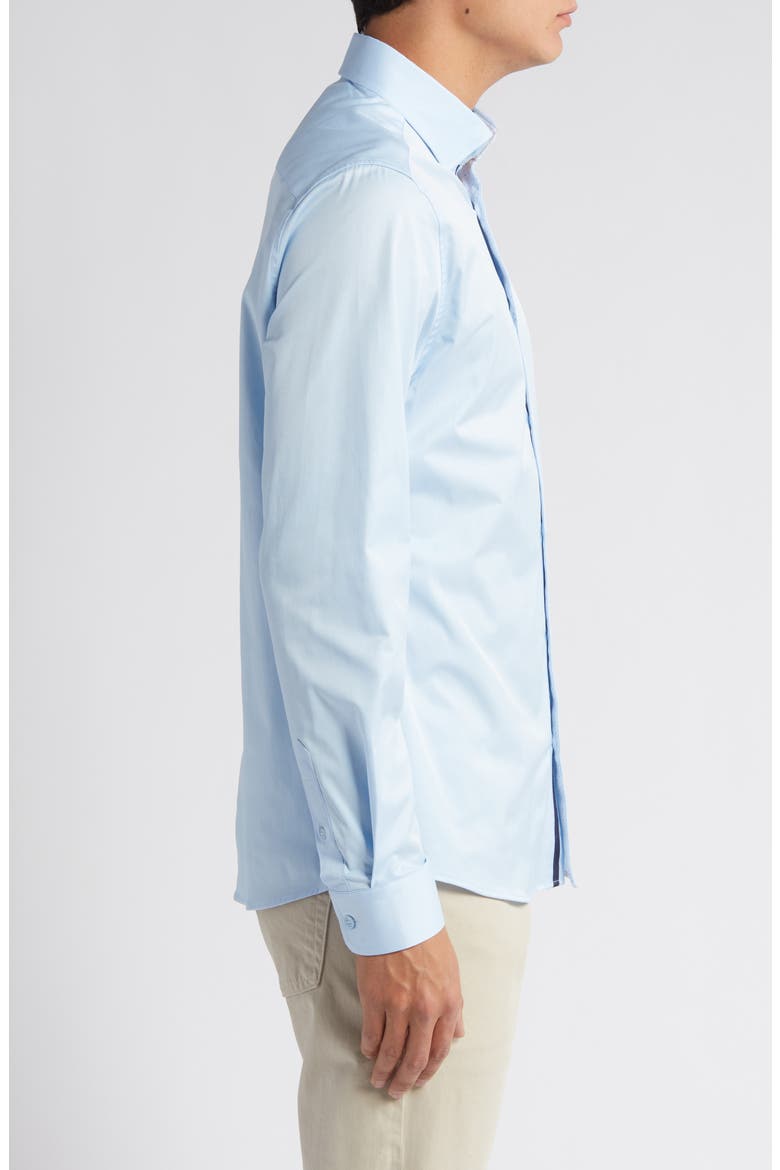 Solid Blue DryTouch® Performance Sateen Button-Up Shirt, Alternate, color, LIGHT BLUE