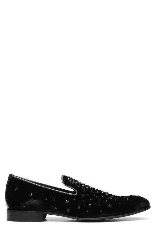 Donald Pliner Velvet Rhinestone Venetian Slipper In Black