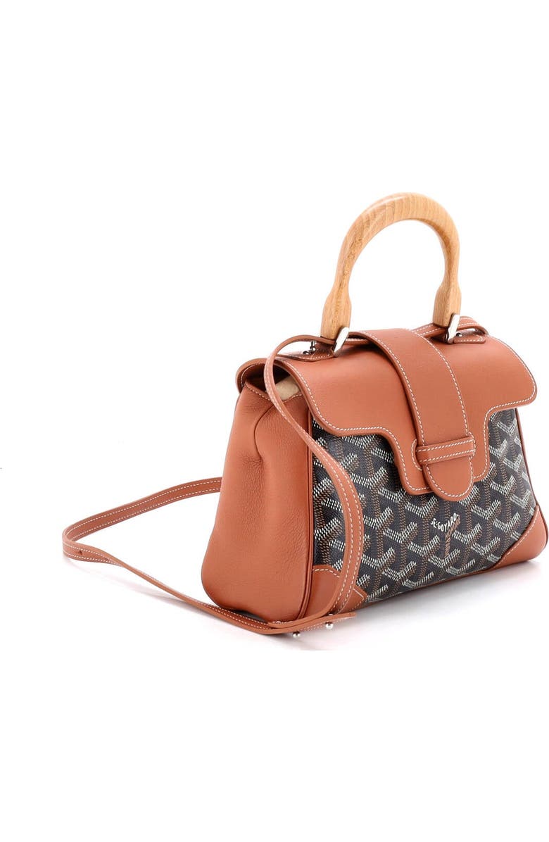 Pre-Owned Goyard Saigon Top Handle Bag Coated Canvas with Leather Mini, Alternate, color, Brown