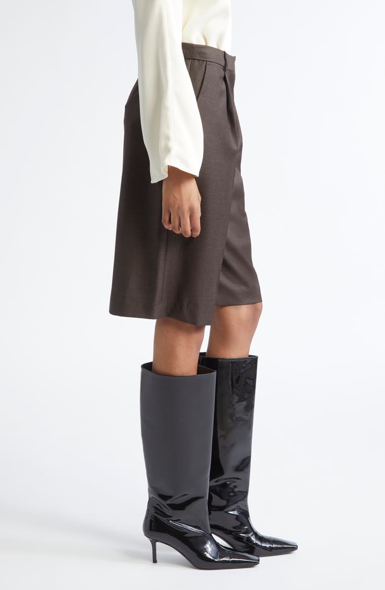 LOULOU DE SAISON Adler Pleated Virgin Wool Bermuda Shorts, Alternate, color, Grizzly