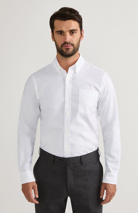 Tailored Fit No Iron Solid Supima Cotton Oxford Dress Shirt