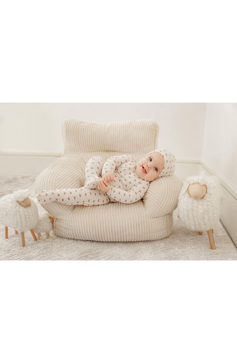 Fragile Fruit Print Wrap Romper Set with Hat, Alternate, color, Blue