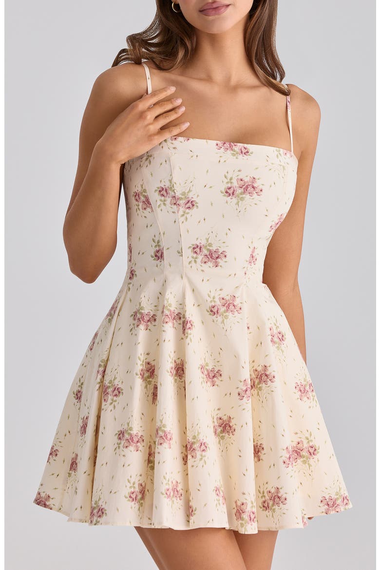 Dolly Rose Print Fit & Flare Minidress, Alternate, color, IVORY VINTAGE ROSE PRINT