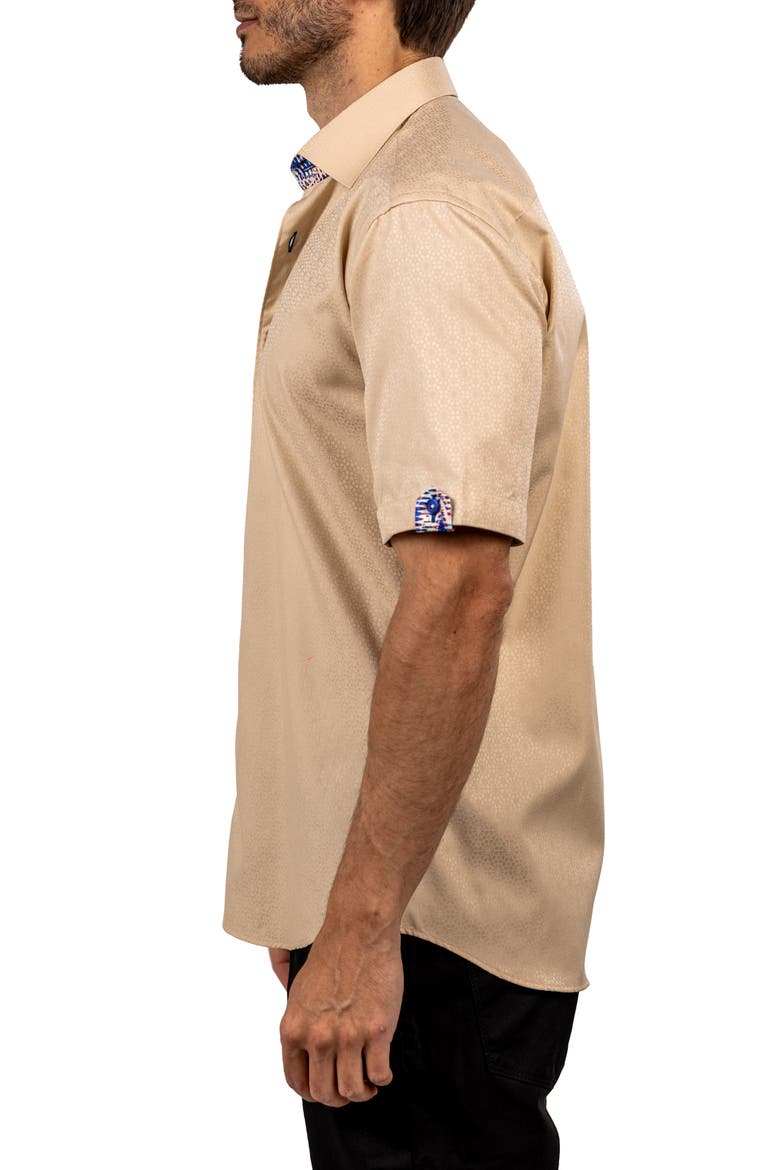 Galileo Ascension 0079 Contemporary Fit Short Sleeve Button-Up Shirt, Alternate, color, BROWN