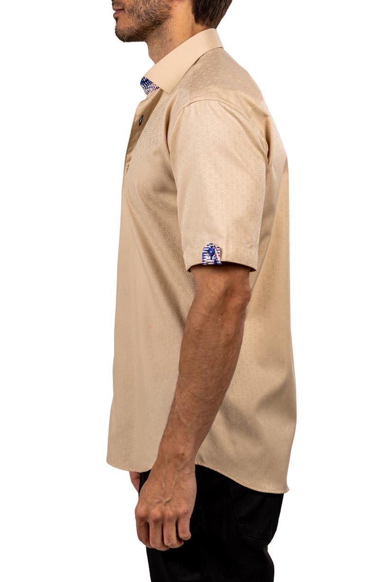 Maceoo Galileo Ascension 0079 Contemporary Fit Short Sleeve Button-Up Shirt, Alternate, color, Brown