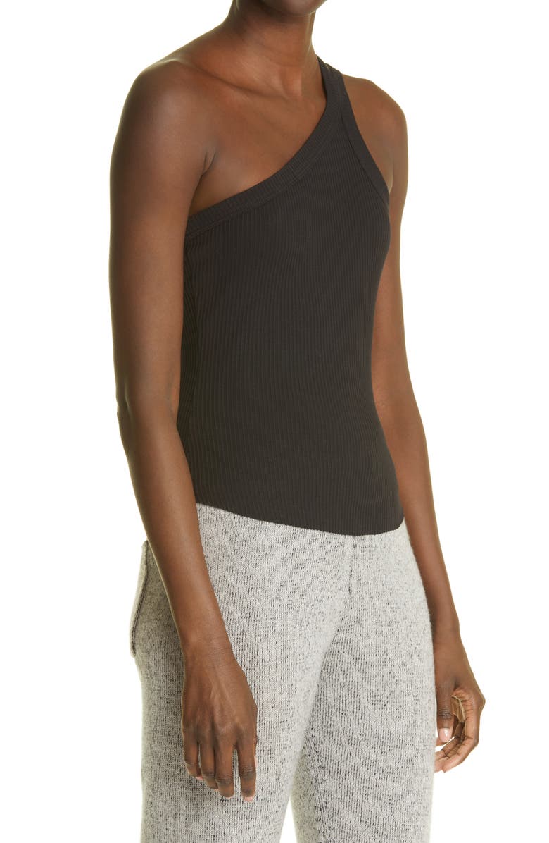 John Elliott One-Shoulder Rib Cotton Tank, Alternate, color, 