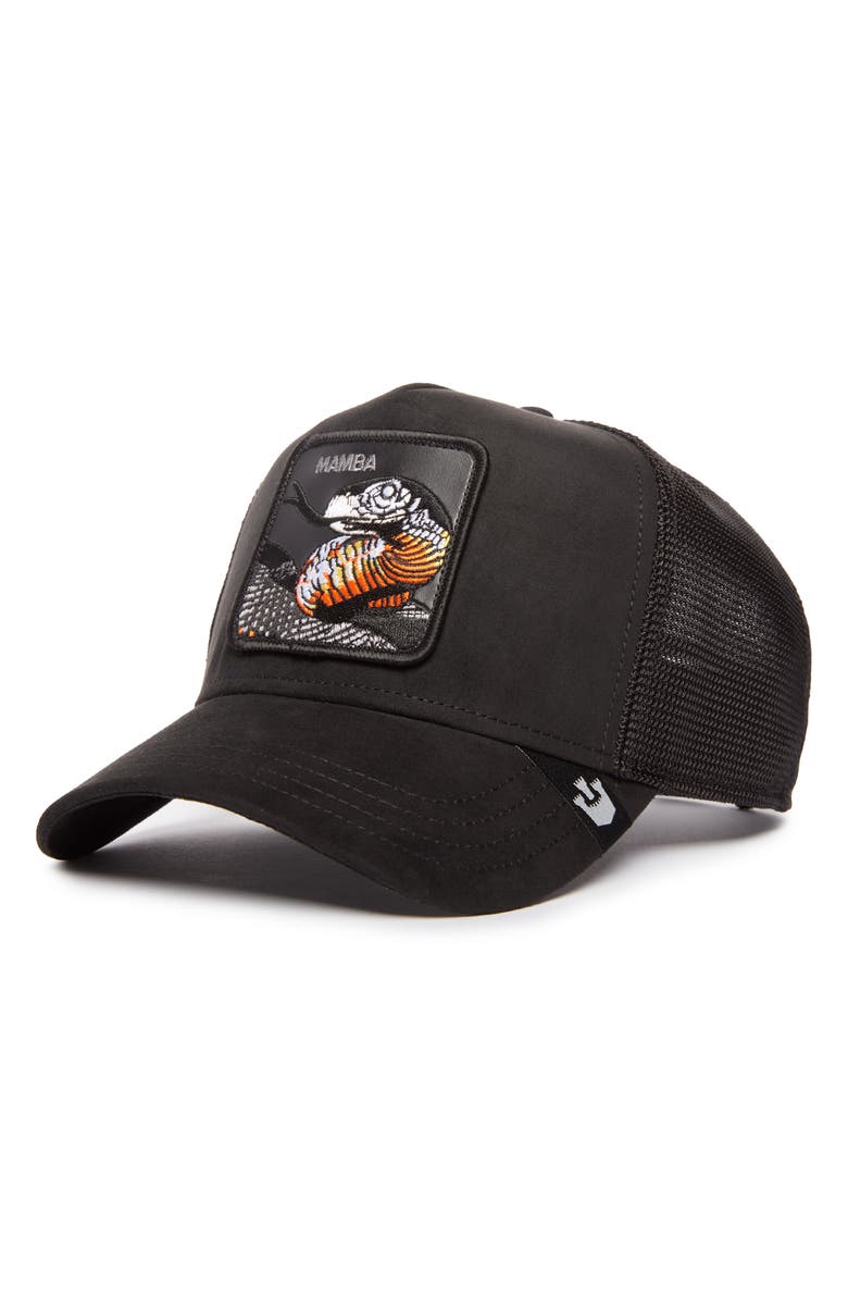 Goorin Bros. The Suede Mamba Patch Snapback Trucker Hat, Main, color,