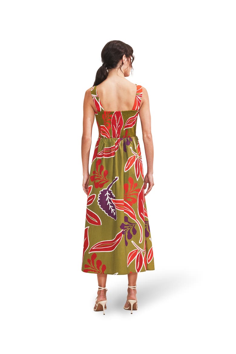 Leaf Printed Cotton Dress, Alternate, color, Green