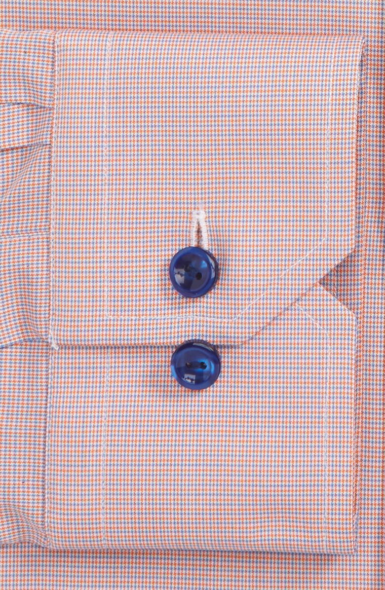 Eton Contemporary Fit Houndstooth Dress Shirt, Main, color, Orange/ Blue