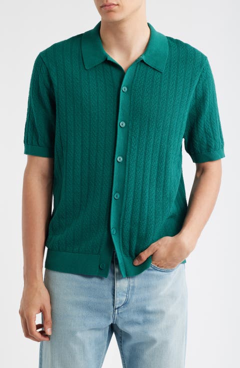 Tellaro Textured Wide Stripe Short Sleeve Cardigan
