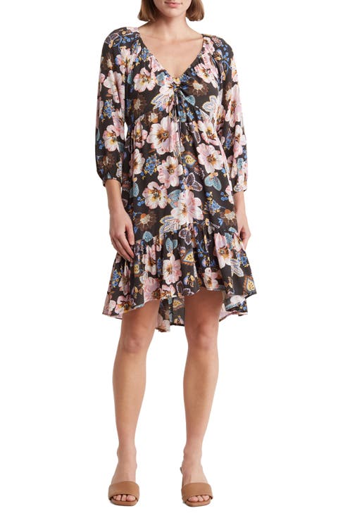 Floral Empire Waist Trapeze Dress
