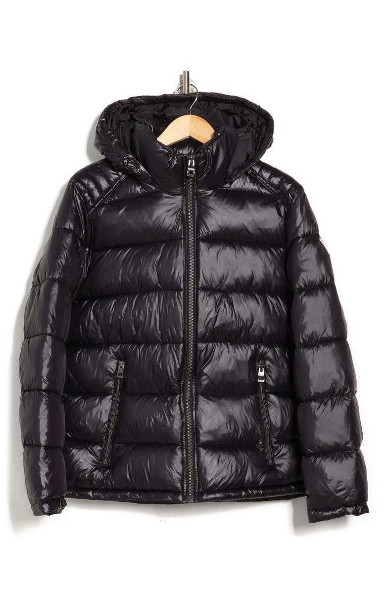 GUESS Hooded Solid Puffer Jacket, Alternate, color,