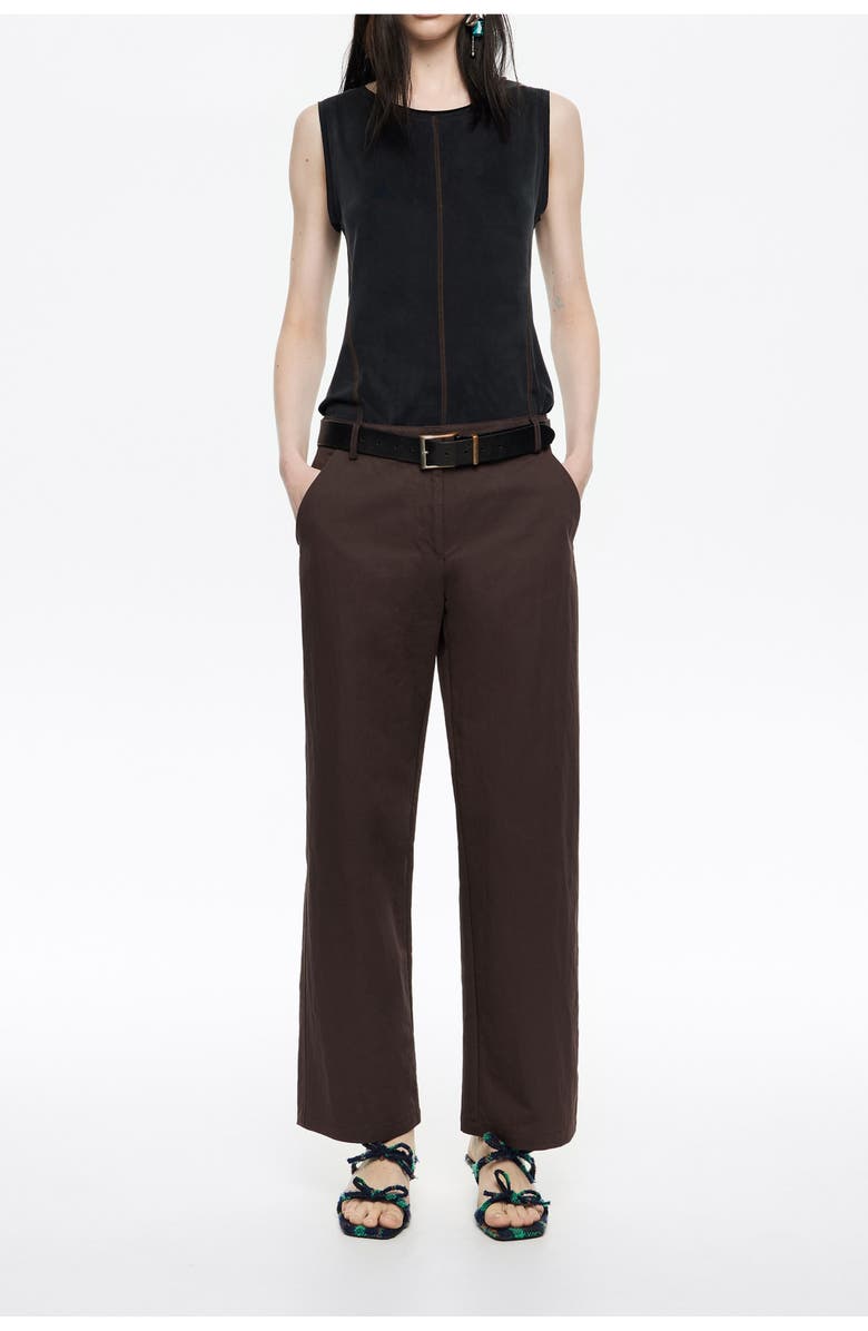 Bimba y Lola Cotton Straight Leg Trousers, Main, color, Burgundy