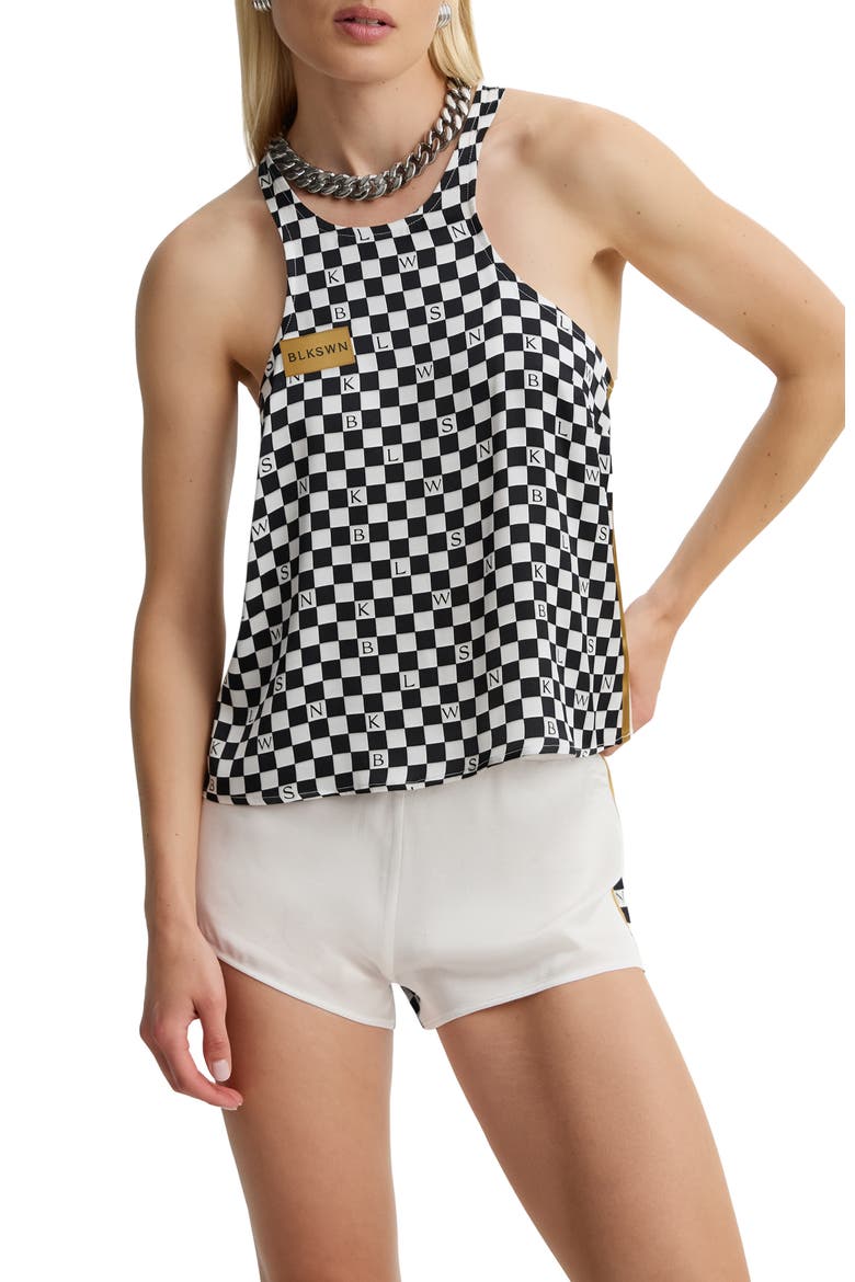 Checkerboard Short Pajamas Set, Alternate, color, Black & White