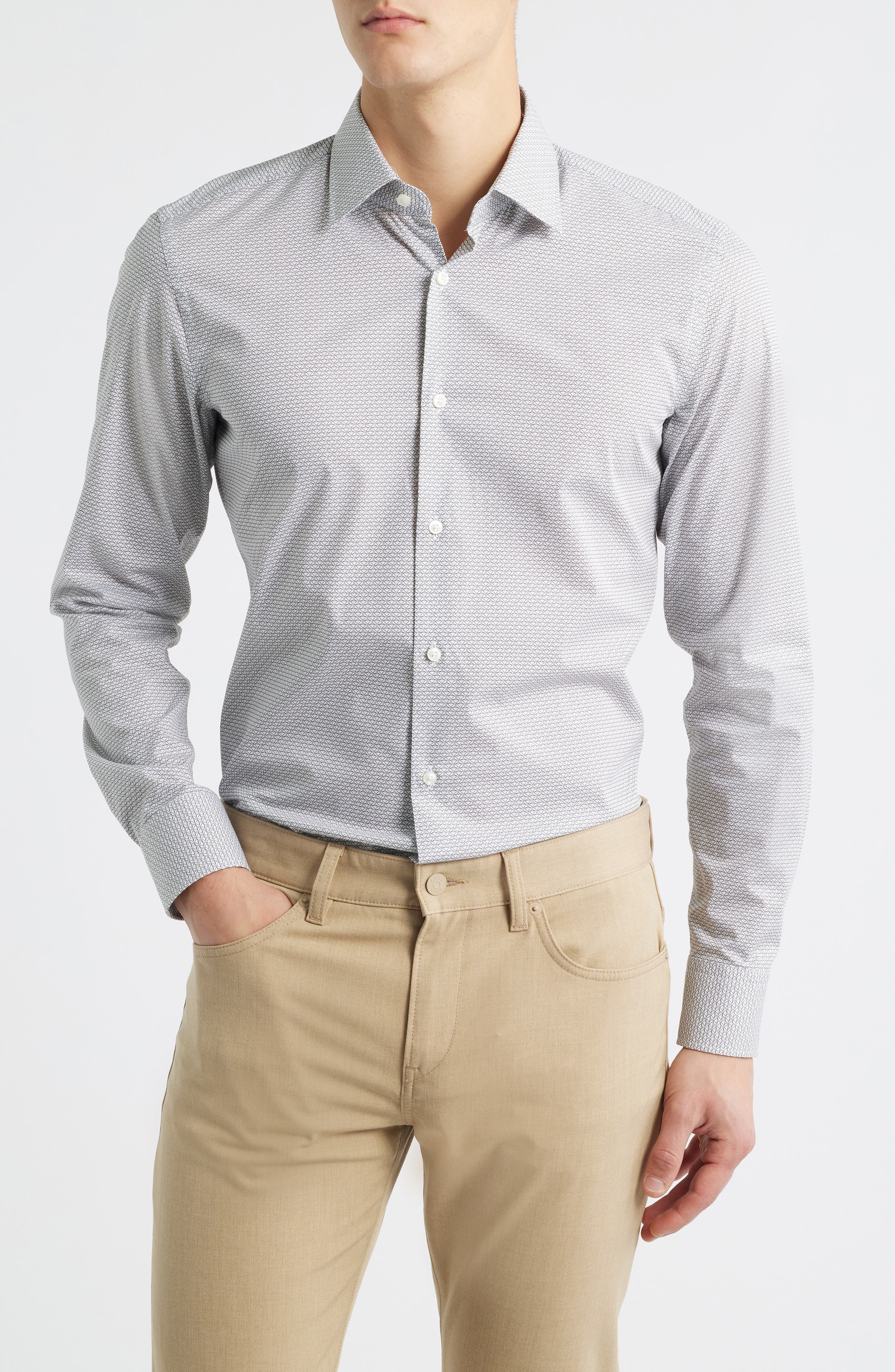 Hank Slim Fit Martini Print Stretch Cotton Dress Shirt