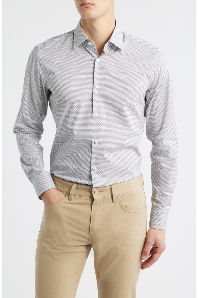 Hank Slim Fit Martini Print Stretch Cotton Dress Shirt, Main, color, WHITE