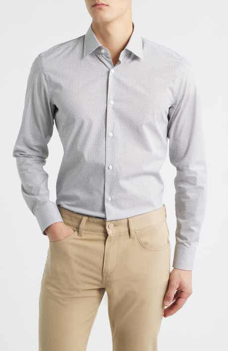 Hank Slim Fit Martini Print Stretch Cotton Dress Shirt