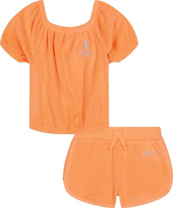 Kids' Puff Sleeve Terry Top & Shorts Set