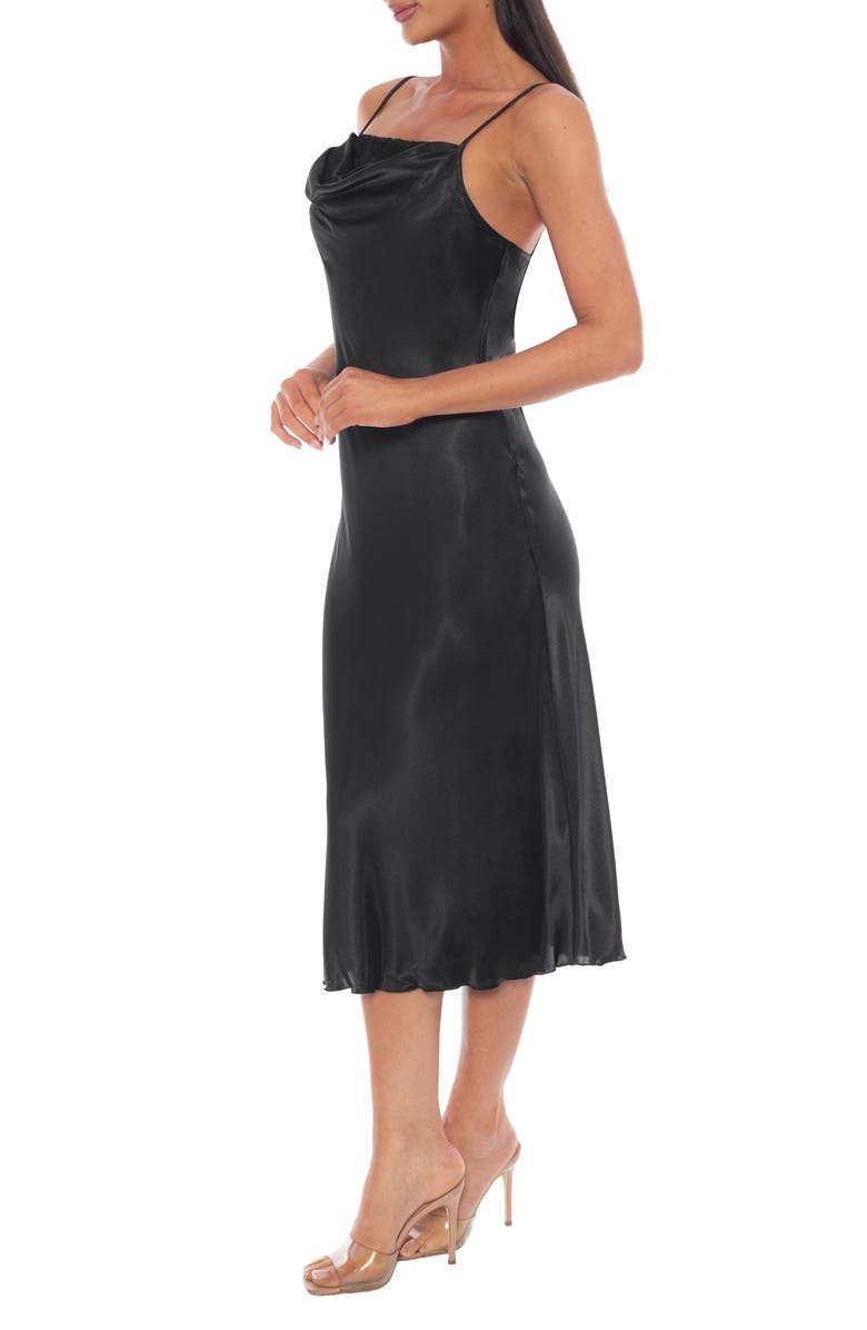 bebe Lace Trim Satin Slipdress, Alternate, color, Black