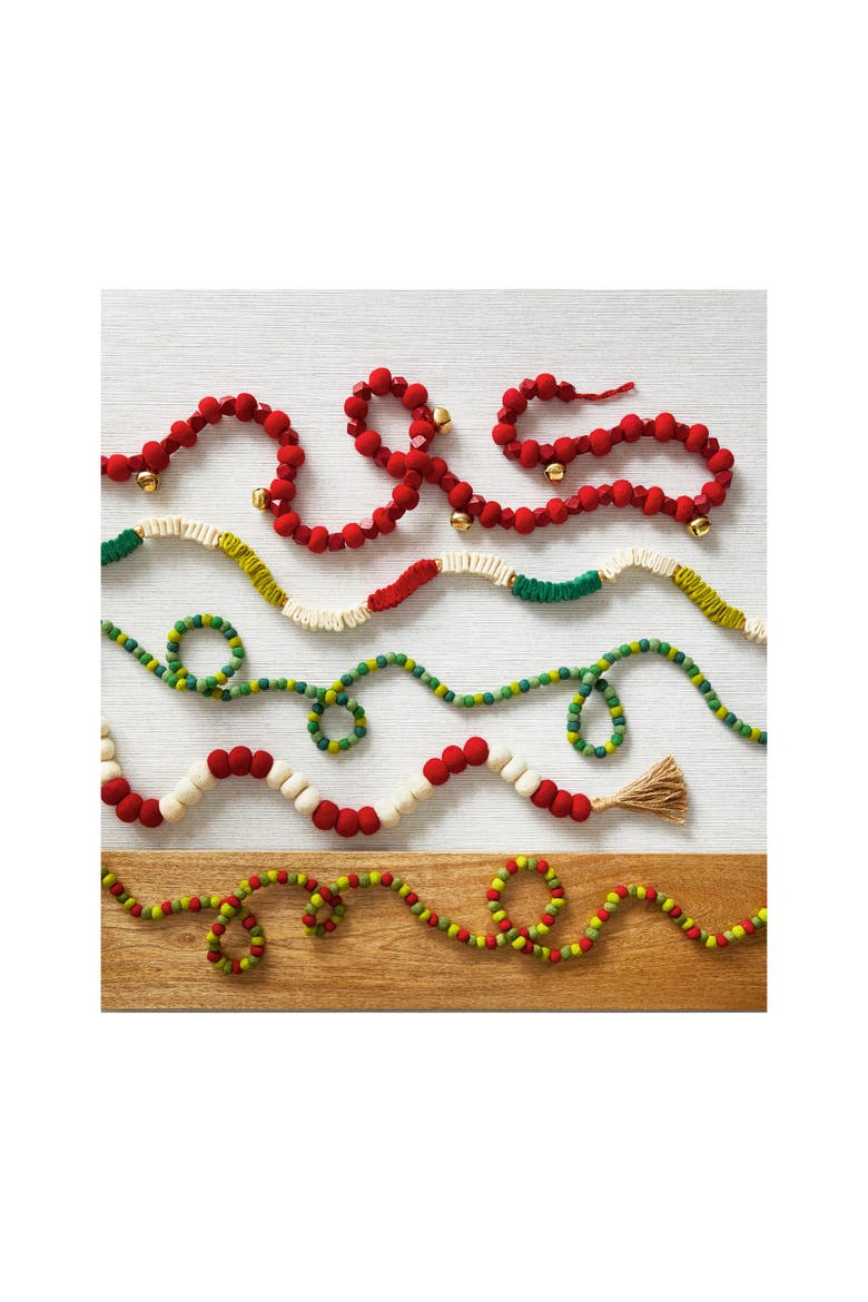 Multicolor Ribbon Candy Wool Felt Garland Holiday Banner, Alternate, color, Red