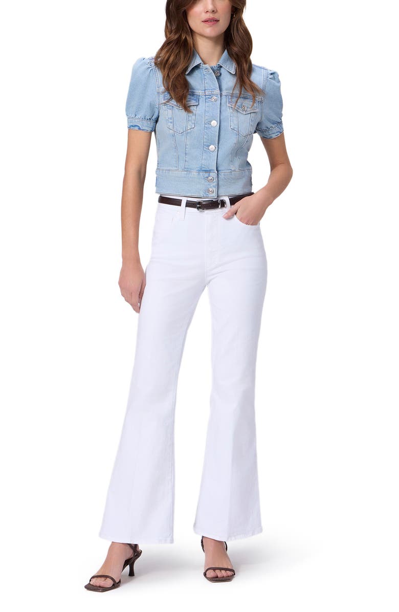 PAIGE Kendra Short Sleeve Crop Denim Jacket, Alternate, color, Glide