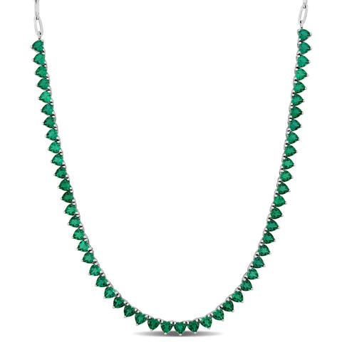 Lab-Created Emerald Tennis Necklace