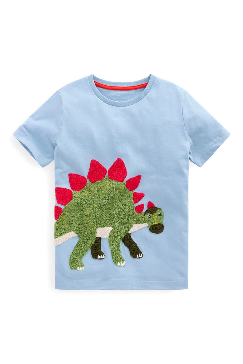 Kids' Dinosaur Bouclé Cotton T-Shirt, Main, color, SKY BLUE DINO