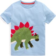 Mini Boden Kids' Dinosaur Bouclé Cotton T-Shirt