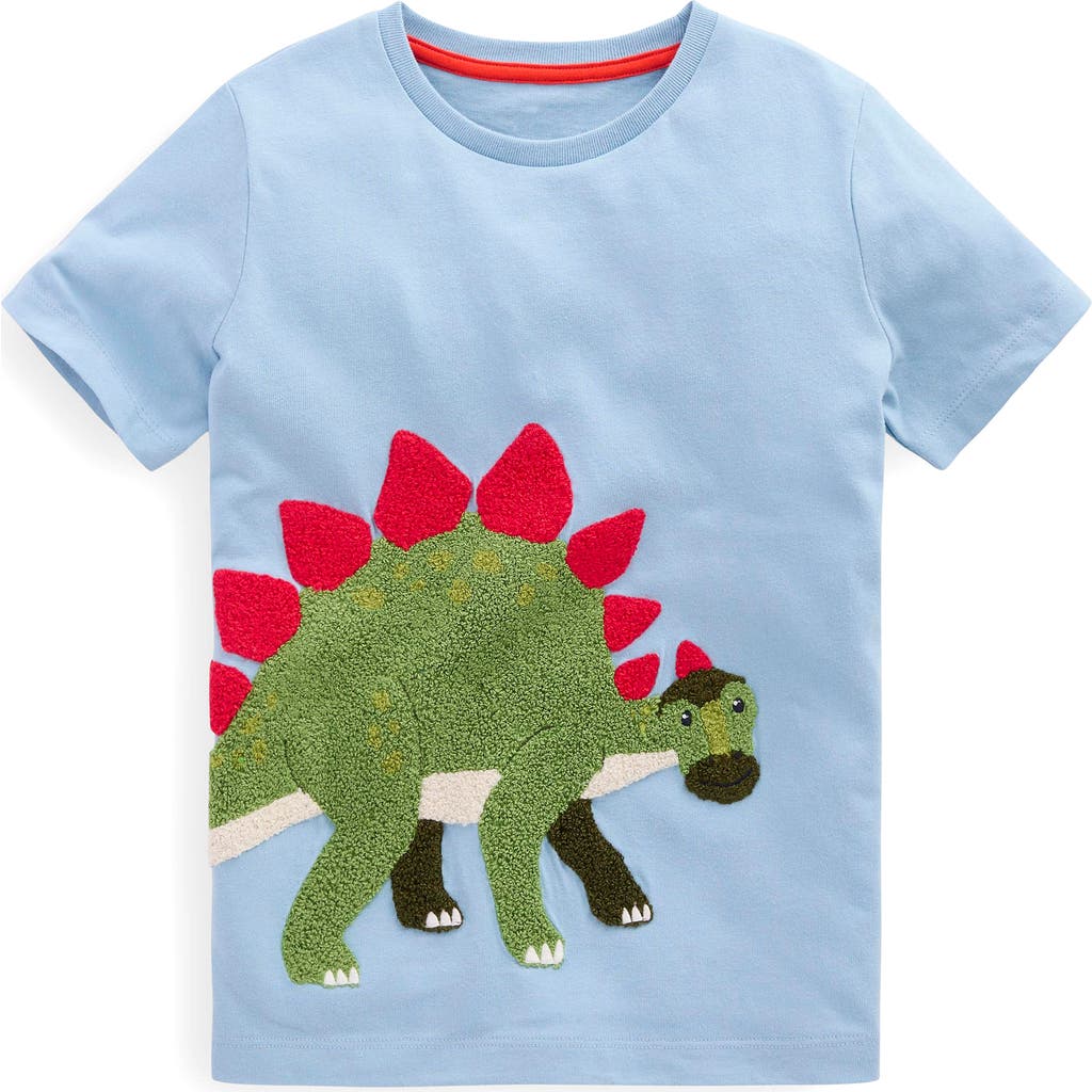 Shop Mini Boden Kids' Dinosaur Bouclé Cotton T-shirt In Sky Blue Dino
