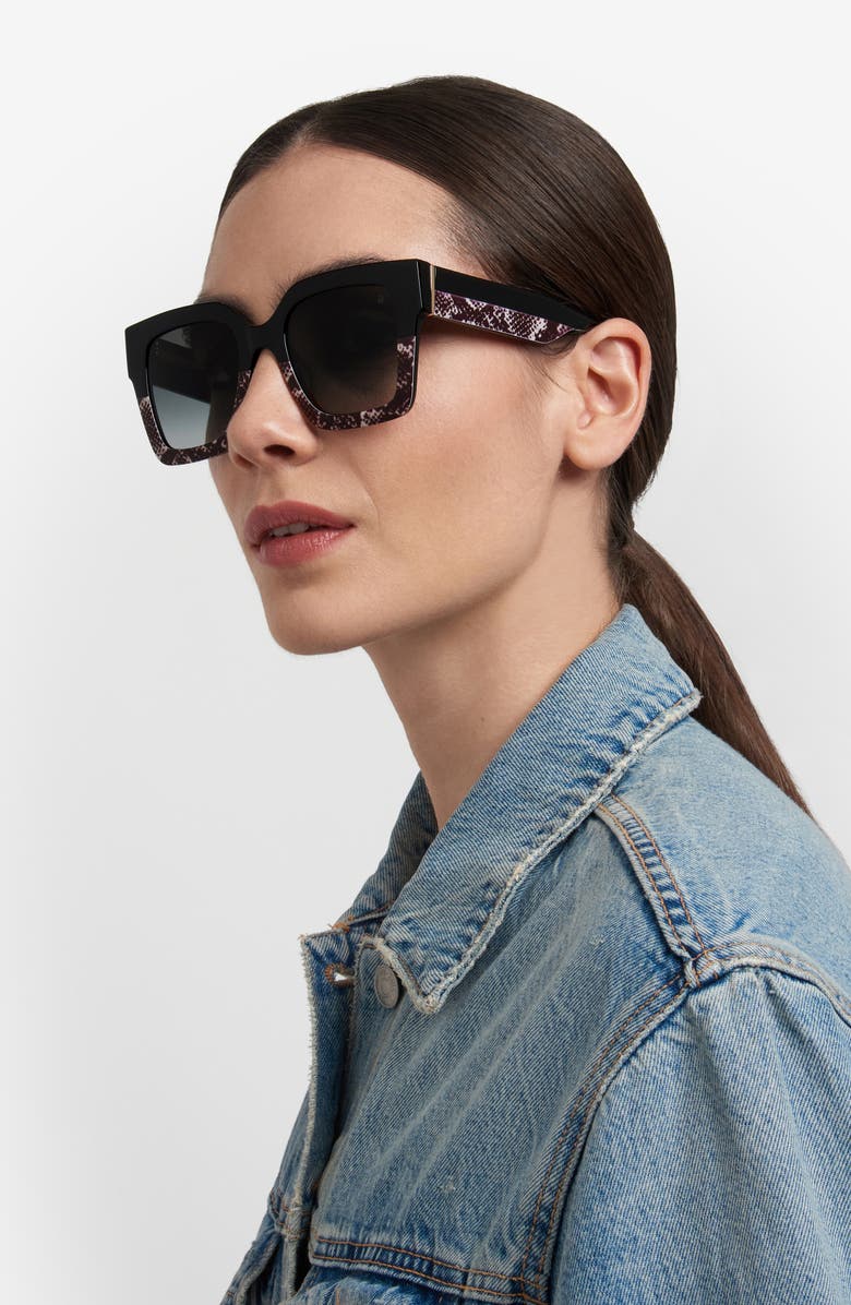 Stuart Weitzman 51mm Gradient Square Sunglasses, Alternate, color, Black Black White