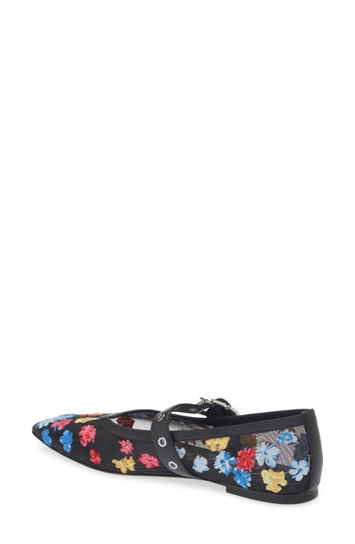 3.1 Phillip Lim Flowerworks Mesh Mary Jane Flat In Black Multi