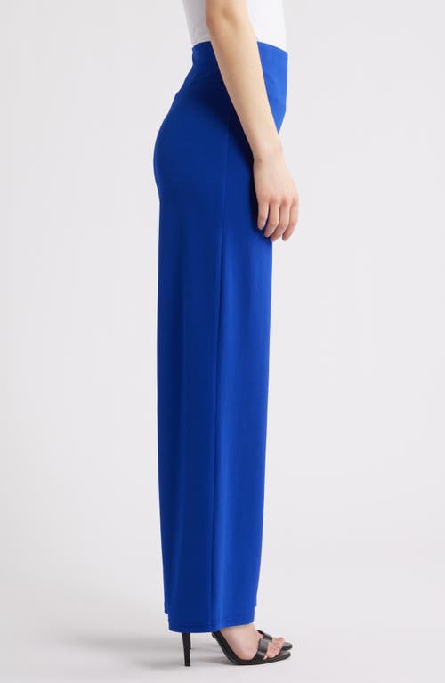 Anne Klein High Waist Pull-on Wide Leg Pants In Santorini Blue
