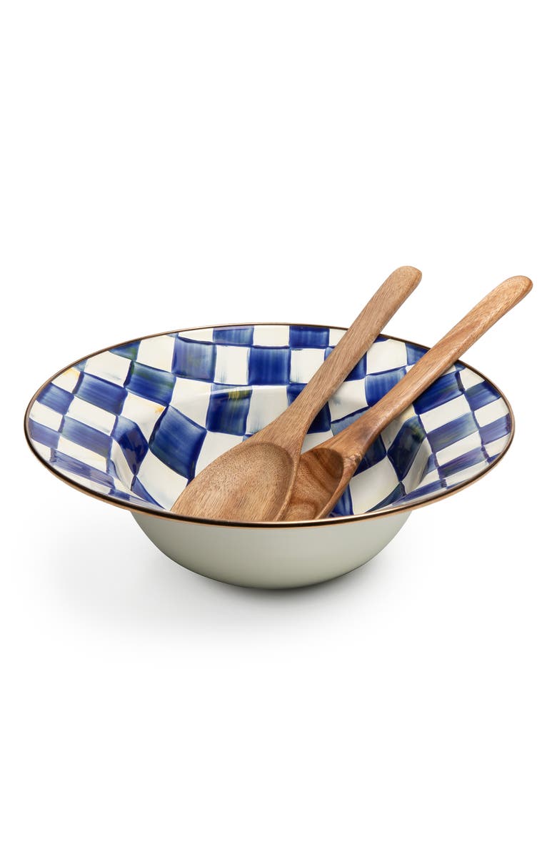 MACKENZIE CHILDS Royal Check Salad Serving Set, Alternate, color, Blue/ White