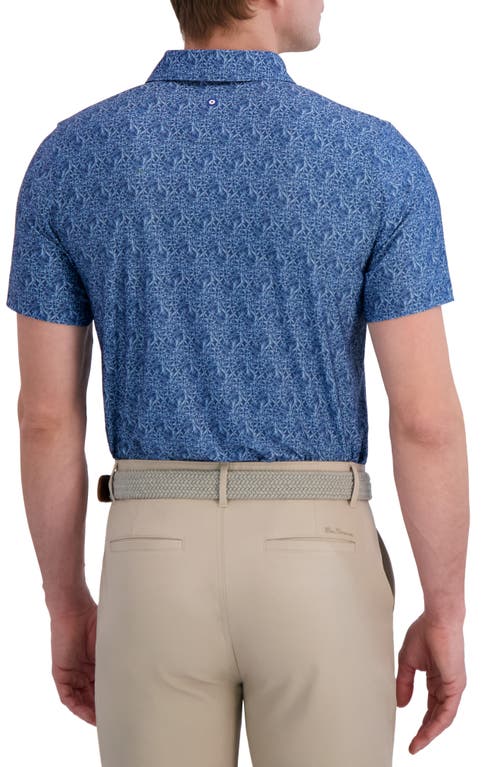 Ben Sherman Geo Print Tech Jersey Golf Polo In Blue