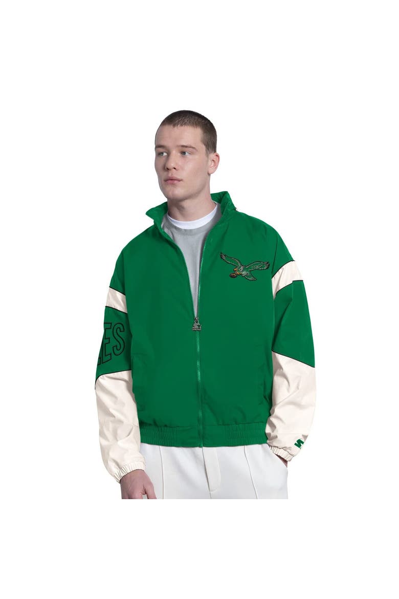 Men's Starter  Kelly Green Philadelphia Eagles The Gust Full-Zip Hooded Jacket, Main, color, Kelly Green