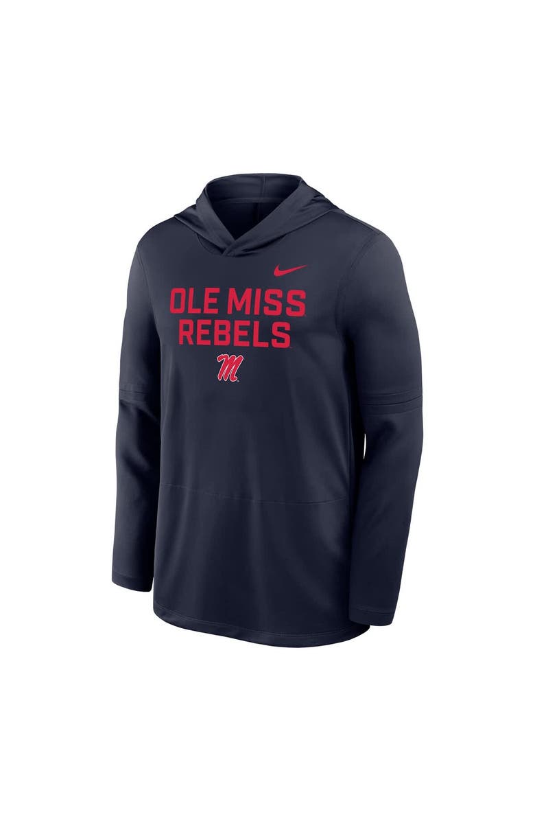 Nike Men's Nike Navy Ole Miss Rebels 2025 Sideline Dri-FIT Long Sleeve Hoodie T-Shirt, Alternate, color, Navy