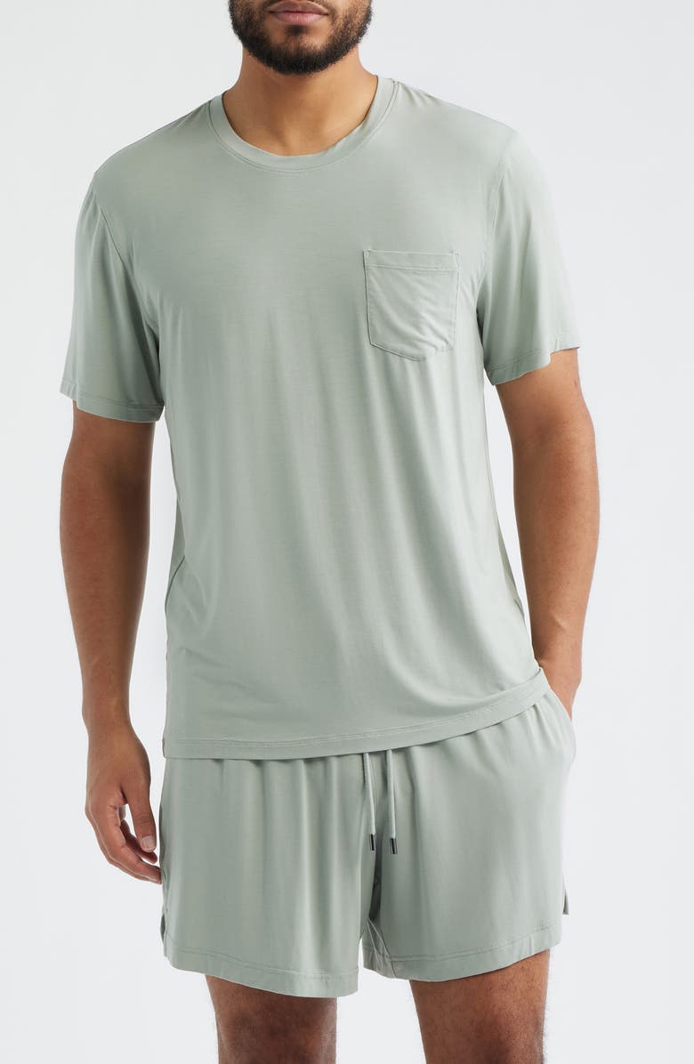 Daniel Buchler Stretch Modal & Silk Sleep T-Shirt, Main, color, Sage