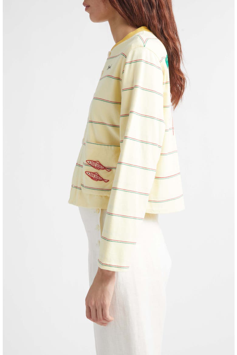 Summertime Stripe Cotton Cardigan, Alternate, color, YELLOW MULTI