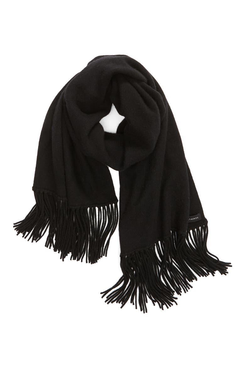 Boiled Wool Scarf, Alternate, color, BLACK