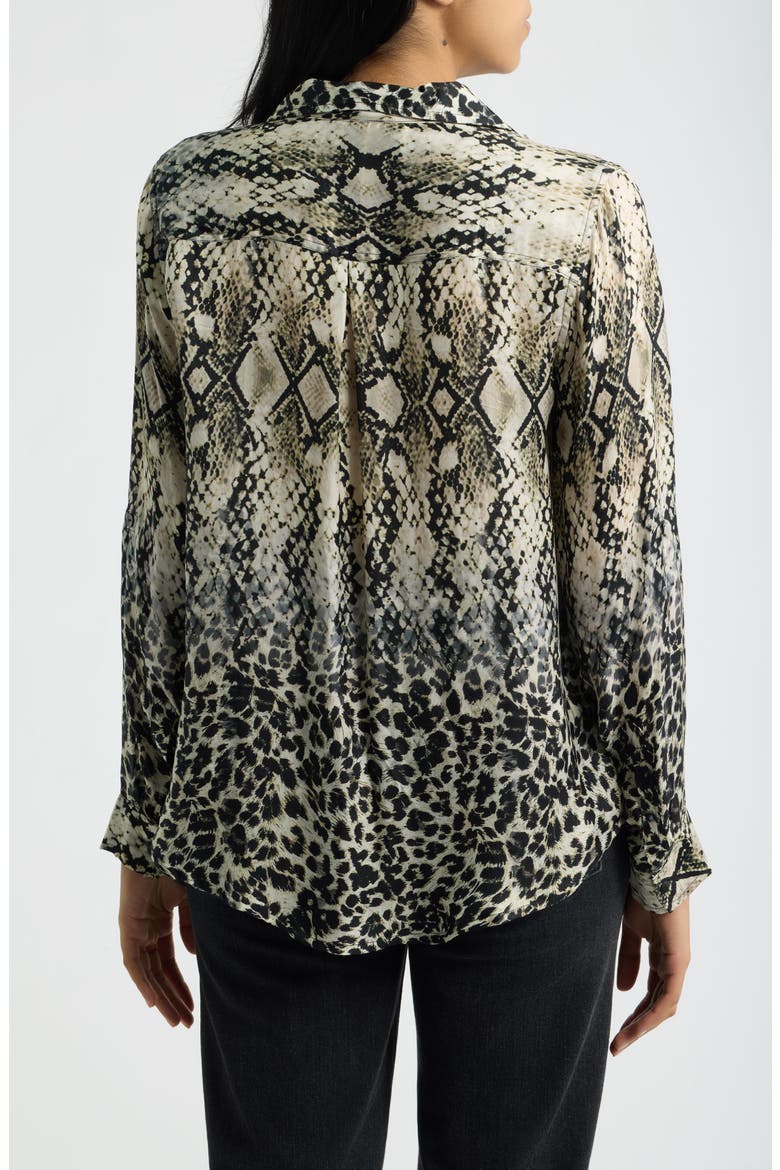 Snake Print Roll-Up Sleeve Cupro Shirt, Alternate, color, SLATE/ALABASTER MULTI