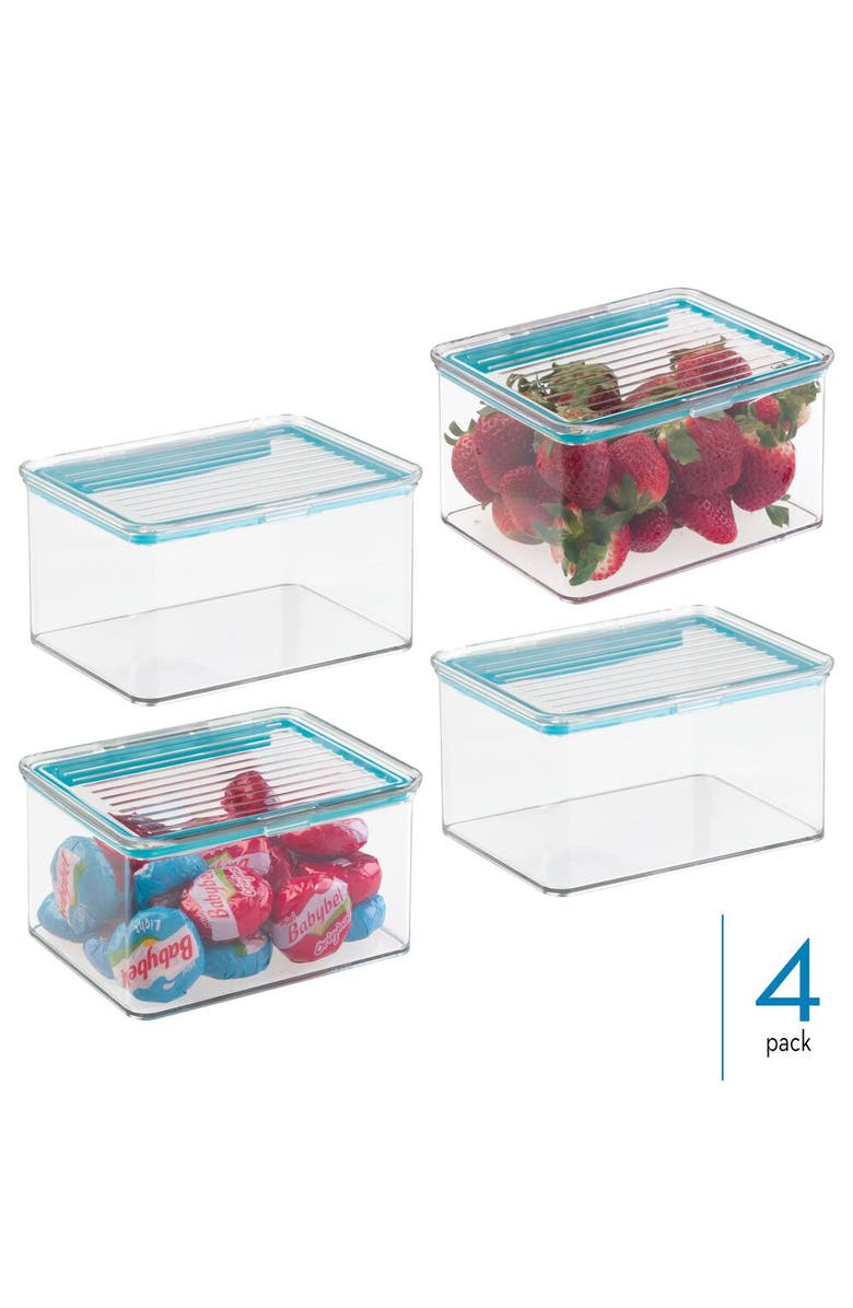 iDesign Small Food Storage Box with Airtight Seal - Set of 4 - Clear, Alternate, color, Natural
