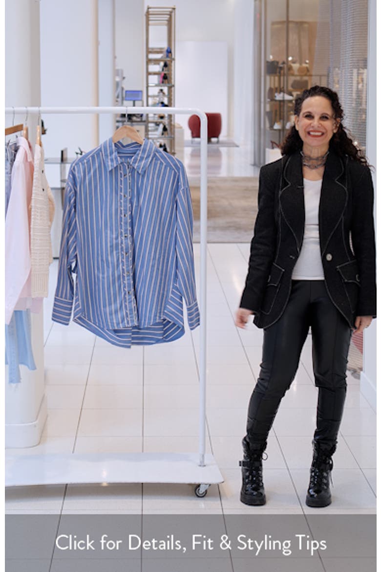 Varsity Vibes Stripe Oversize Cotton Button-Up Shirt video