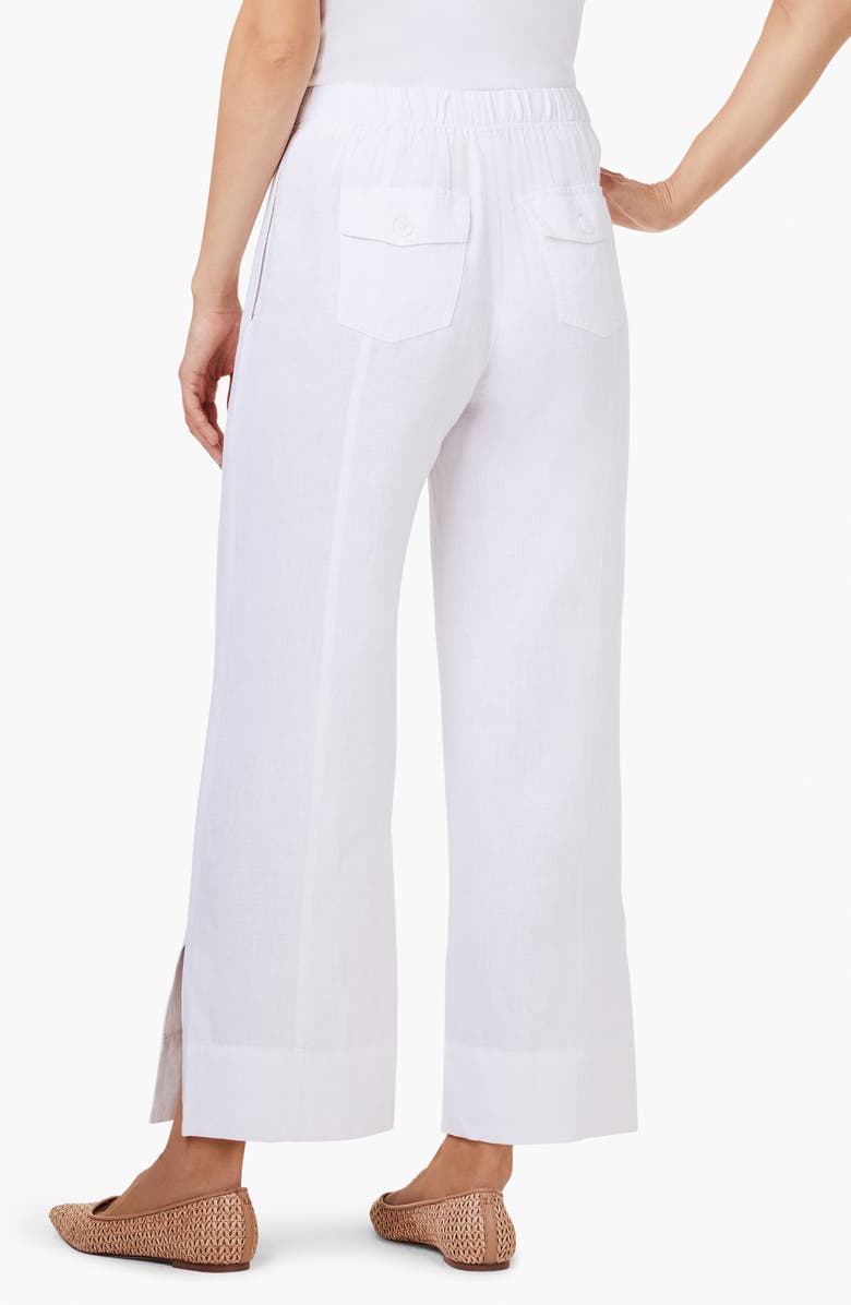 NIC+ZOE Rumba Park Wide Leg Crop Organic Linen Blend Pants, Alternate, color, Paper White