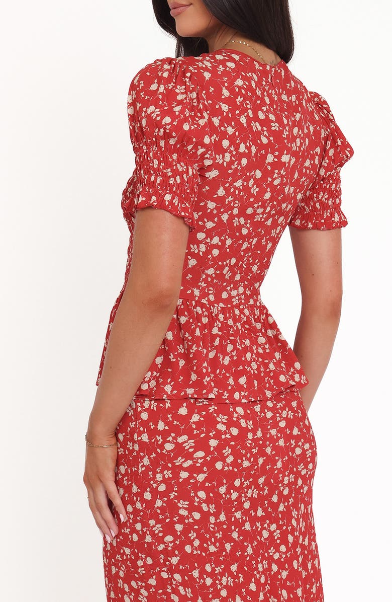 Petal & Pup Zoella Floral Smocked Peplum Top, Alternate, color, Red Floral