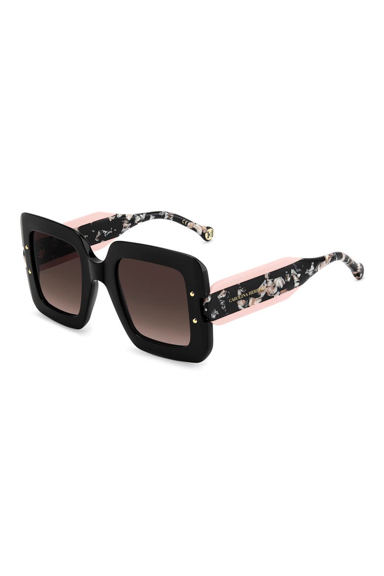 50mm Square Sunglasses, Alternate, color, BLACK PINK/ BROWN